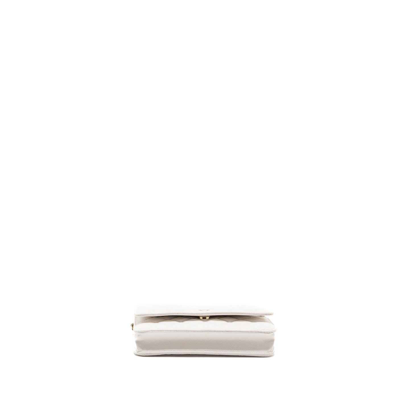 CHANEL classic wallet on chain caviar white L (Microchip)