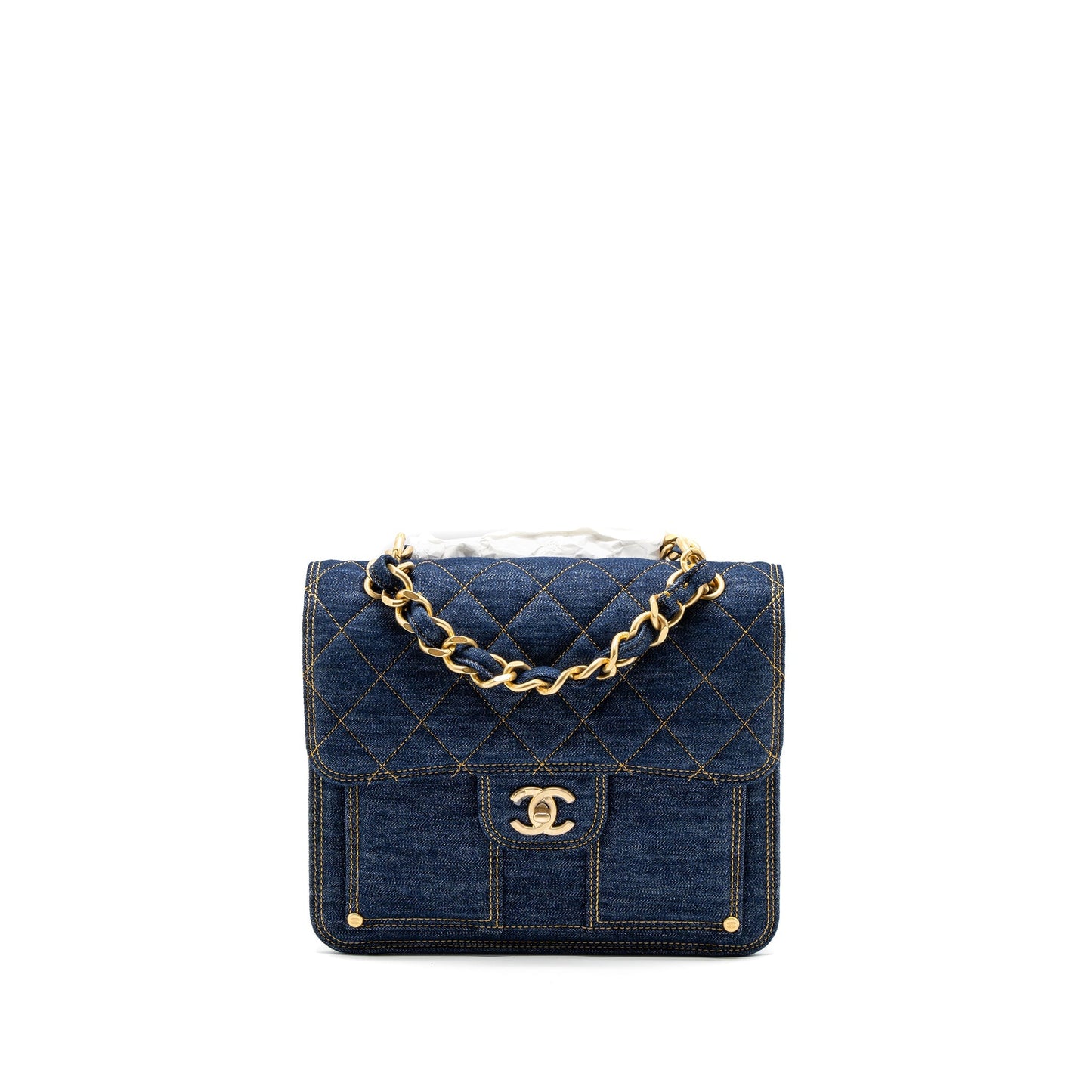 Chanel 23S Flap Backpack Denim Blue Brushed  (Microchip)