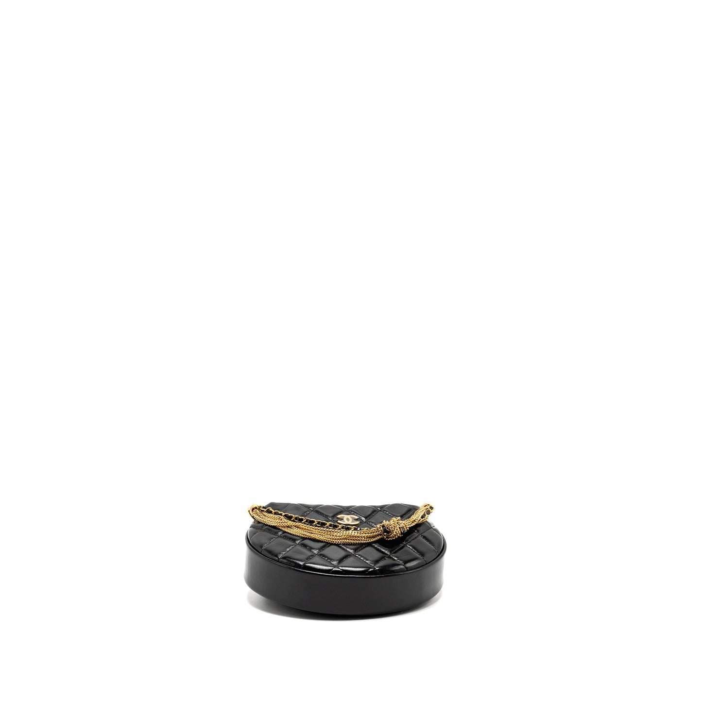 Chanel 21A Round Clutch with Detail Chain Calfskin Black (microchip)