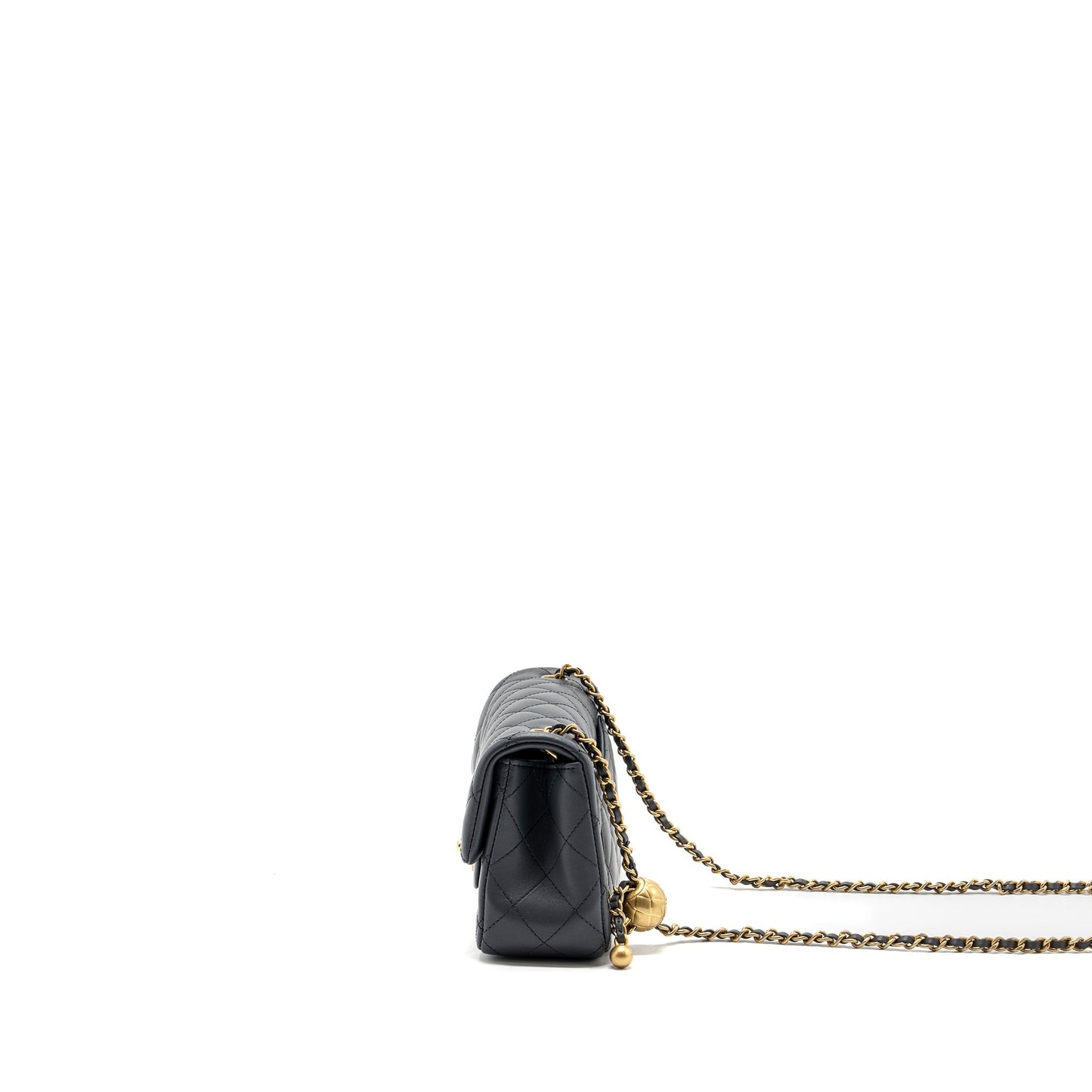 Chanel pearl crush mini rectangular flap bag Lambskin dark grey  (microchip)