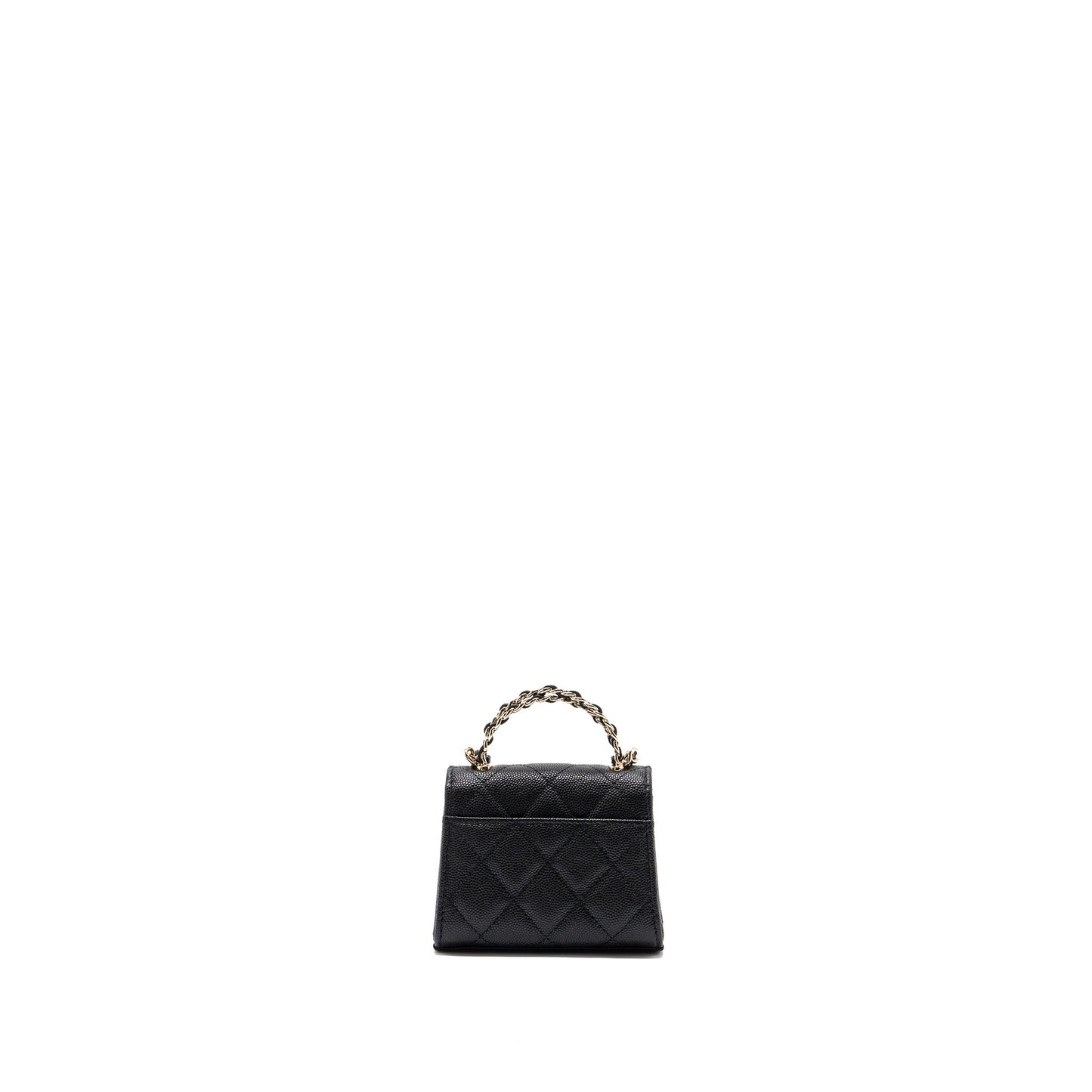 Chanel Mini Top Handle Flap Bag Caviar Black L (microchip)