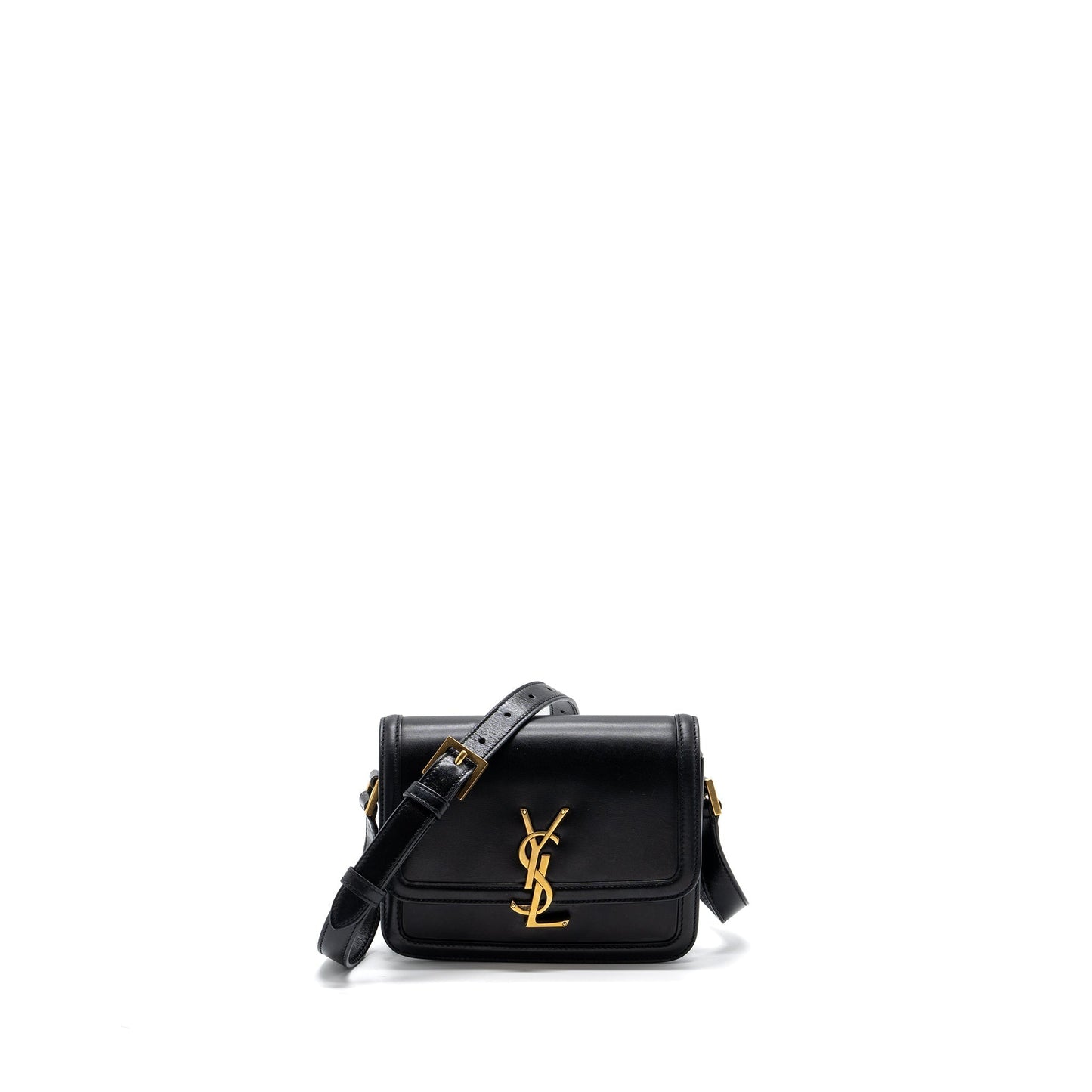 Saint Laurent Small Solferino Satchel Crossbody Purse Box Calfskin Black