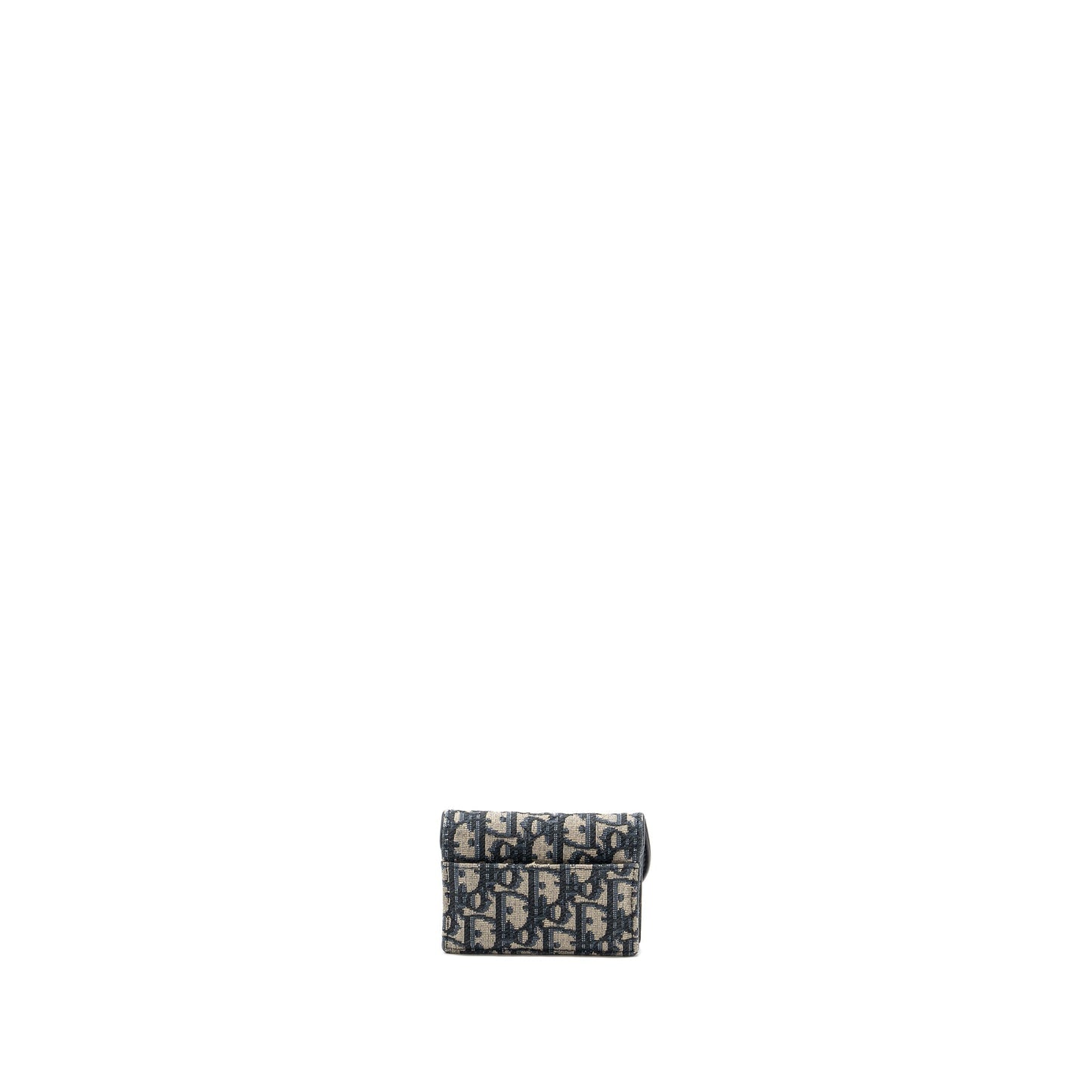 Dior Saddle Flap Card Holder Oblique Canvas blue