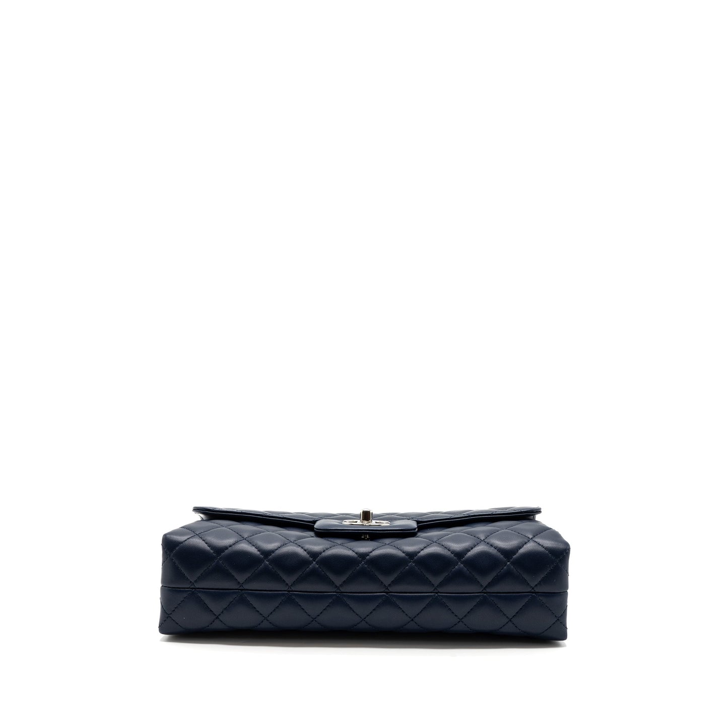 Chanel quilted long flap bag lambskin dark blue