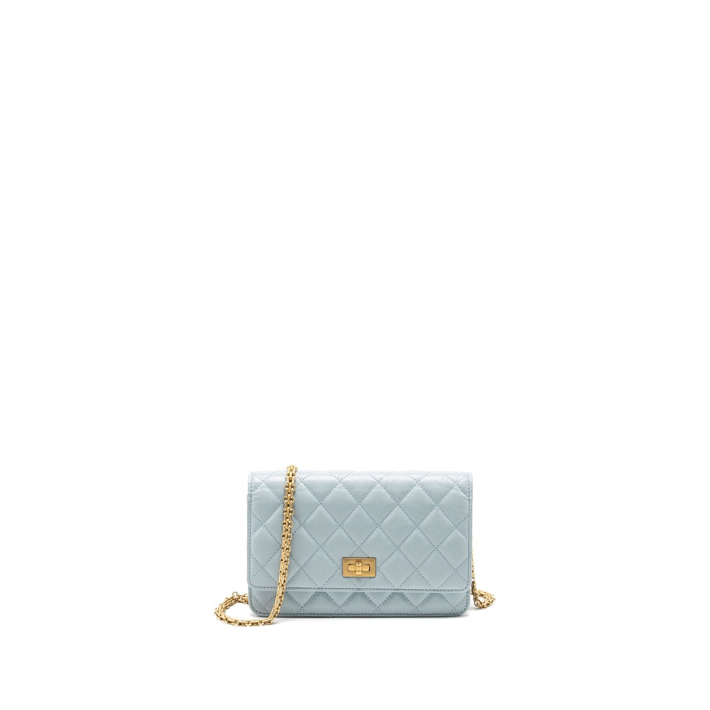 Chanel 2.55 Reissue Wallet on Chain Aged Calfskin Light Blue Brushed  (Microchip)