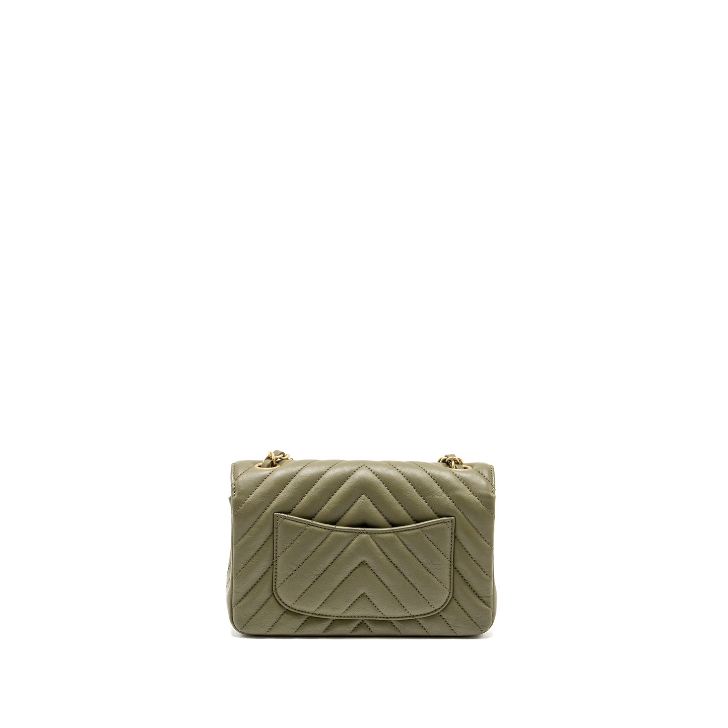 Chanel Chevron Mini Rectangular Flap Bag Calfskin Khaki