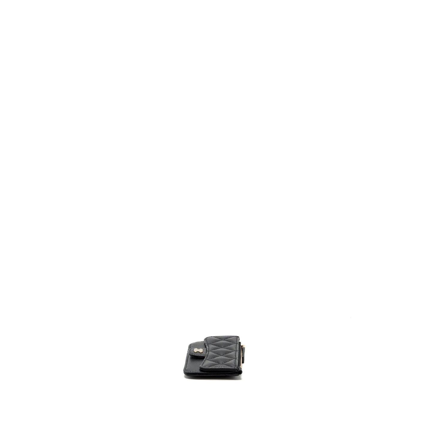 Chanel flap with zip card holder caviar black  (microchip)