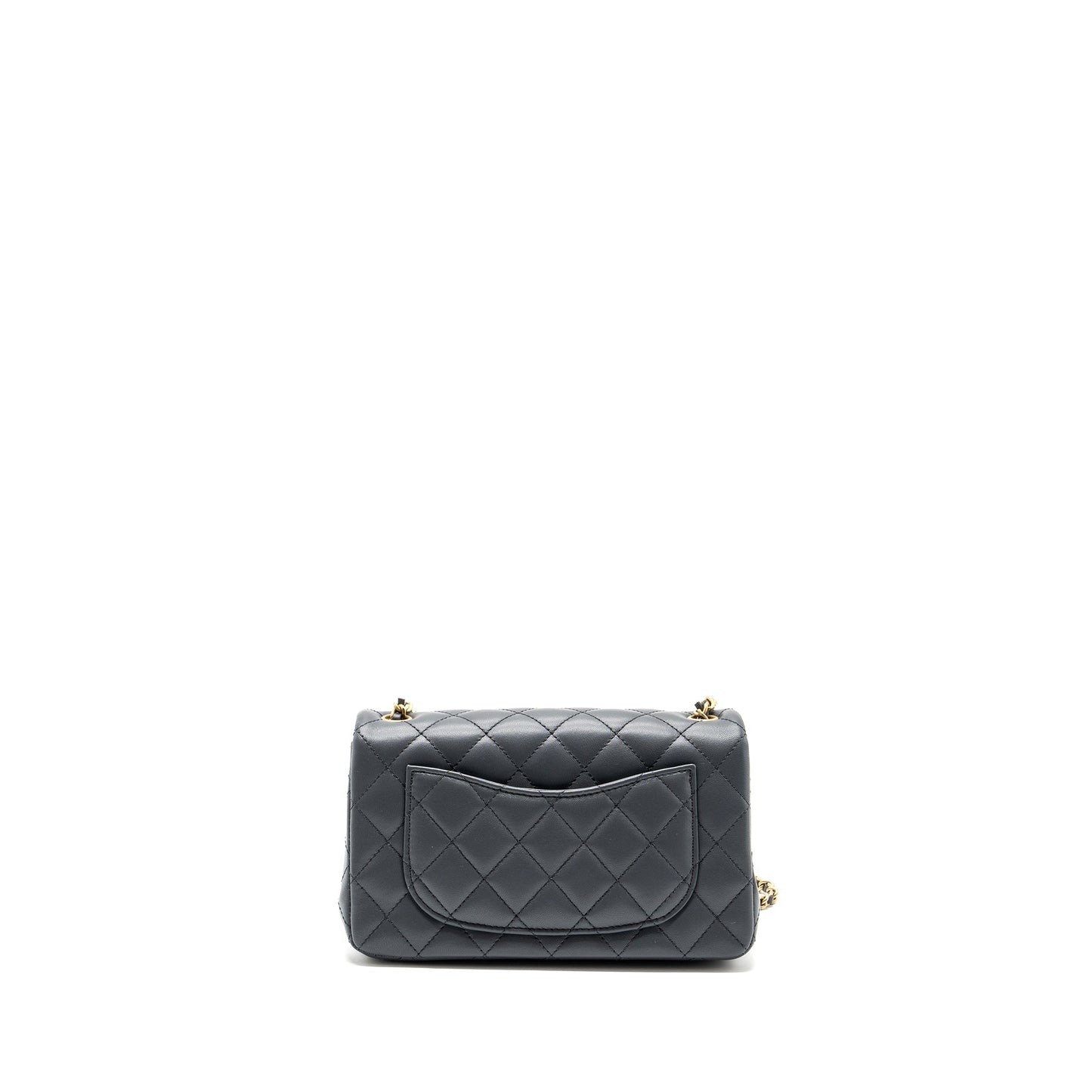 Chanel pearl crush mini rectangular flap bag Lambskin dark grey  (microchip)