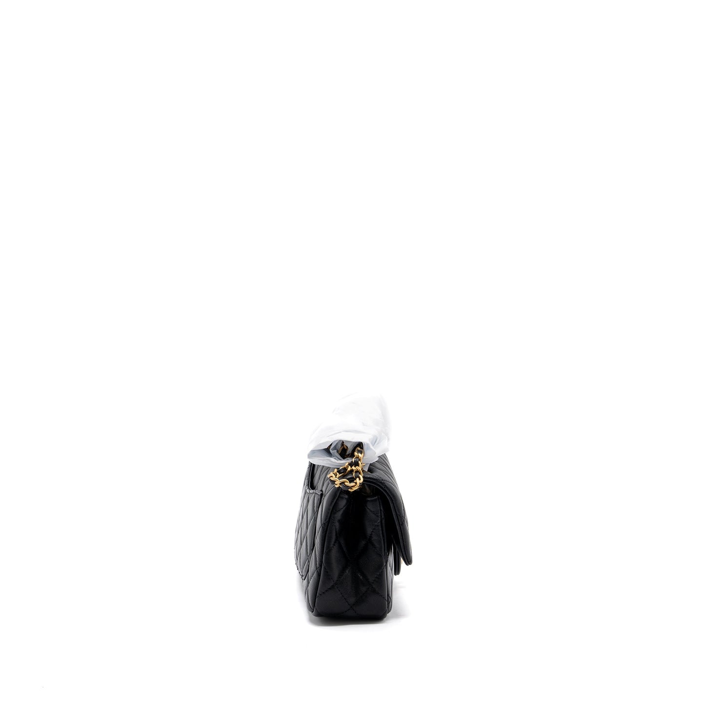 CHANEL PEARL CRUSH MINI RECTANGULAR LAMBSKIN BLACK BRUSHED  (MICROCHIP)