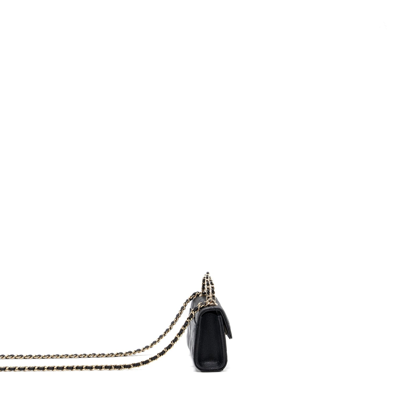 Chanel Mini Top Handle Flap Bag Caviar Black L (microchip)