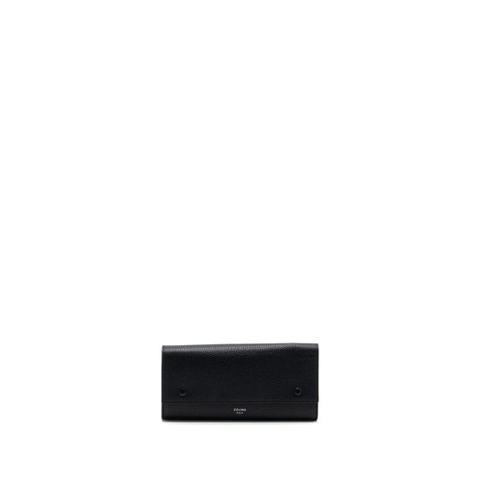 Celine Long Wallet Grained Calfskin Black