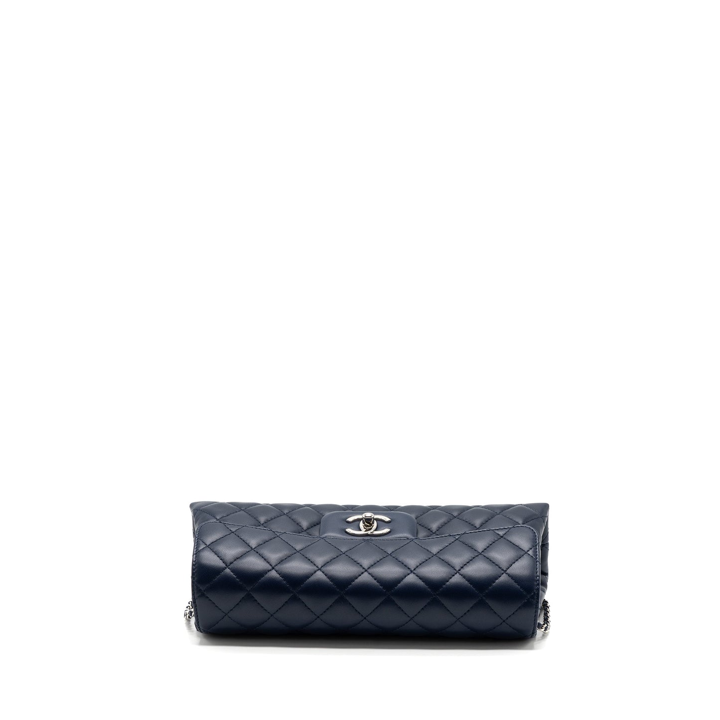 Chanel quilted long flap bag lambskin dark blue