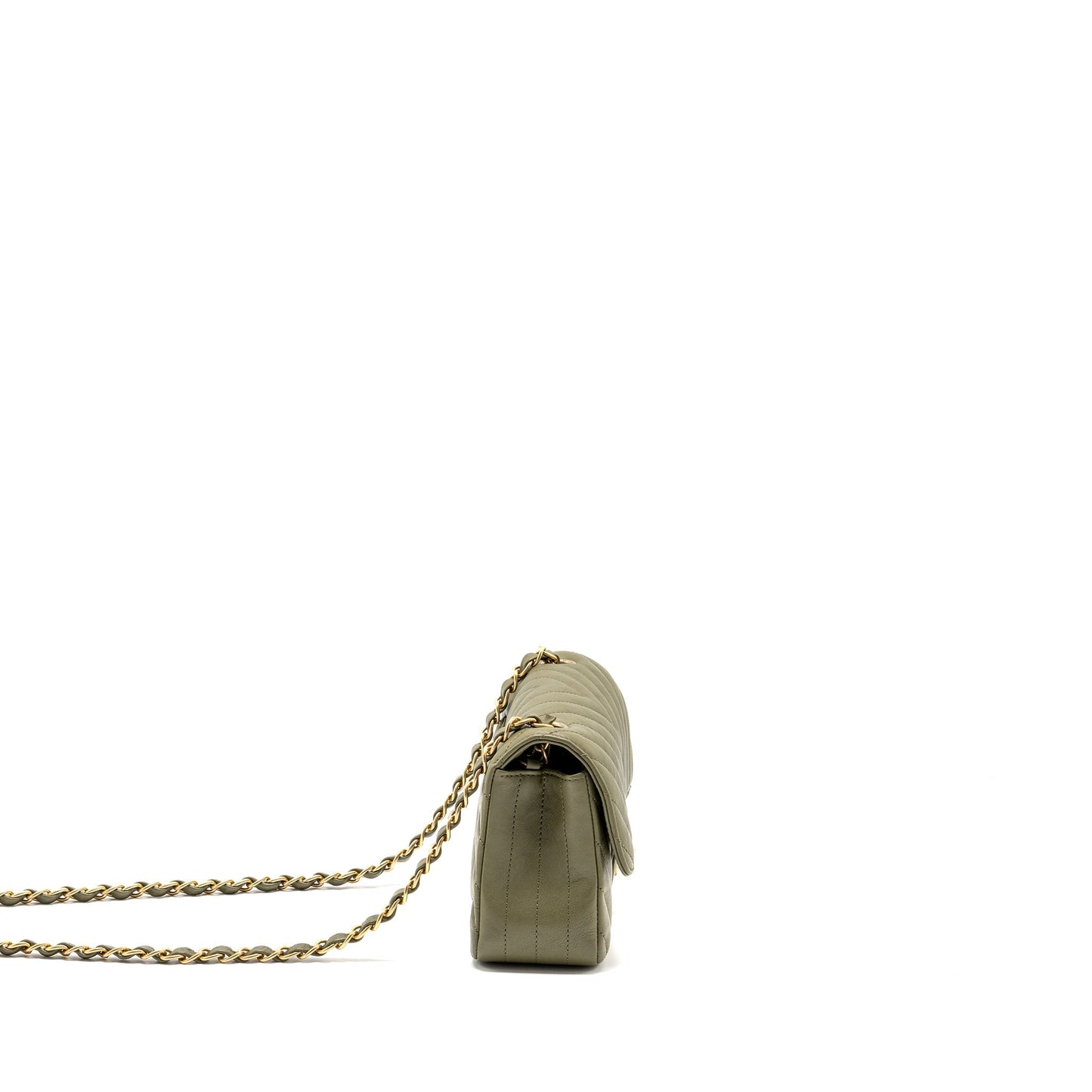 Chanel Chevron Mini Rectangular Flap Bag Calfskin Khaki