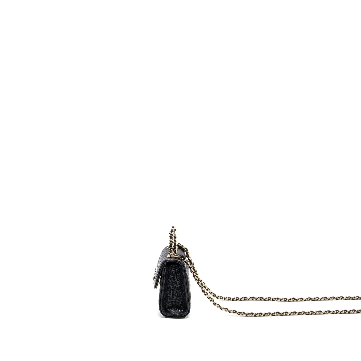 Chanel Mini Top Handle Flap Bag Caviar Black L (microchip)