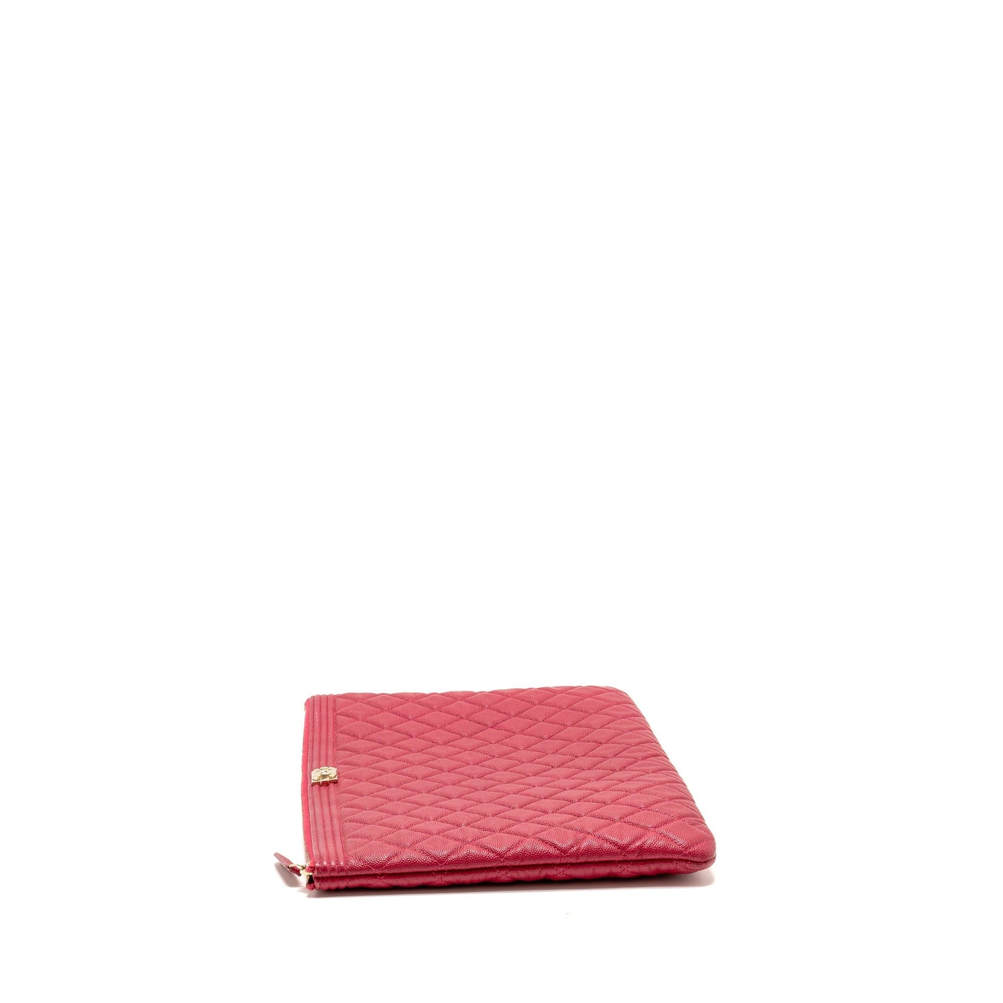 Chanel Large Boy O Case Zip Pouch Caviar Pink L
