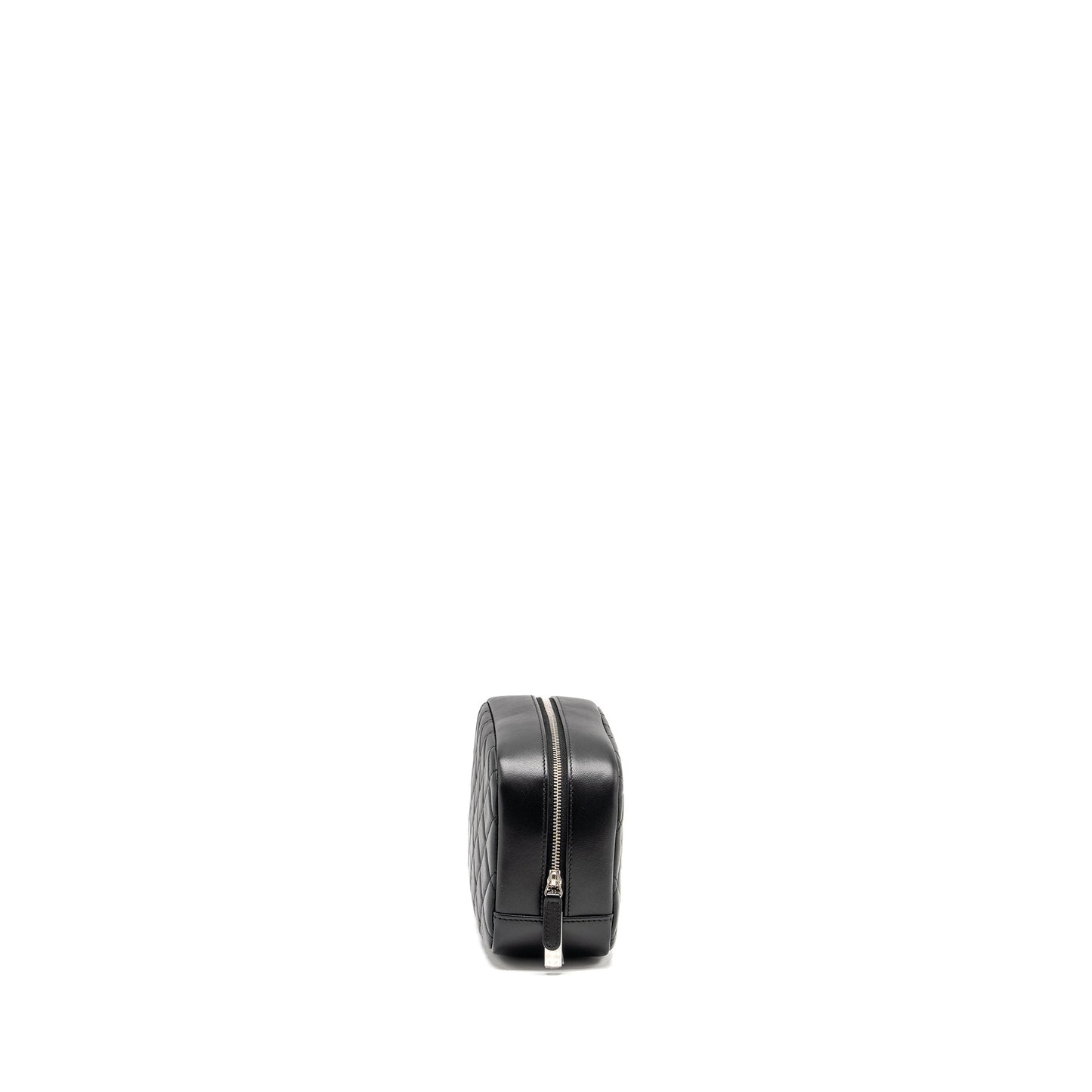 CHANEL Quilted Cosmetic Pouch Lambskin Black