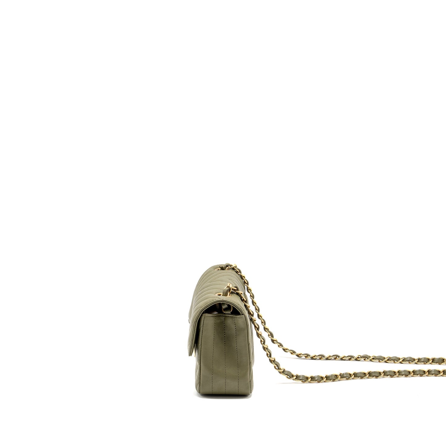 Chanel Chevron Mini Rectangular Flap Bag Calfskin Khaki