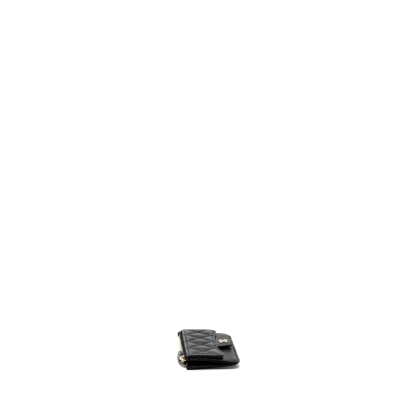 Chanel flap with zip card holder caviar black  (microchip)