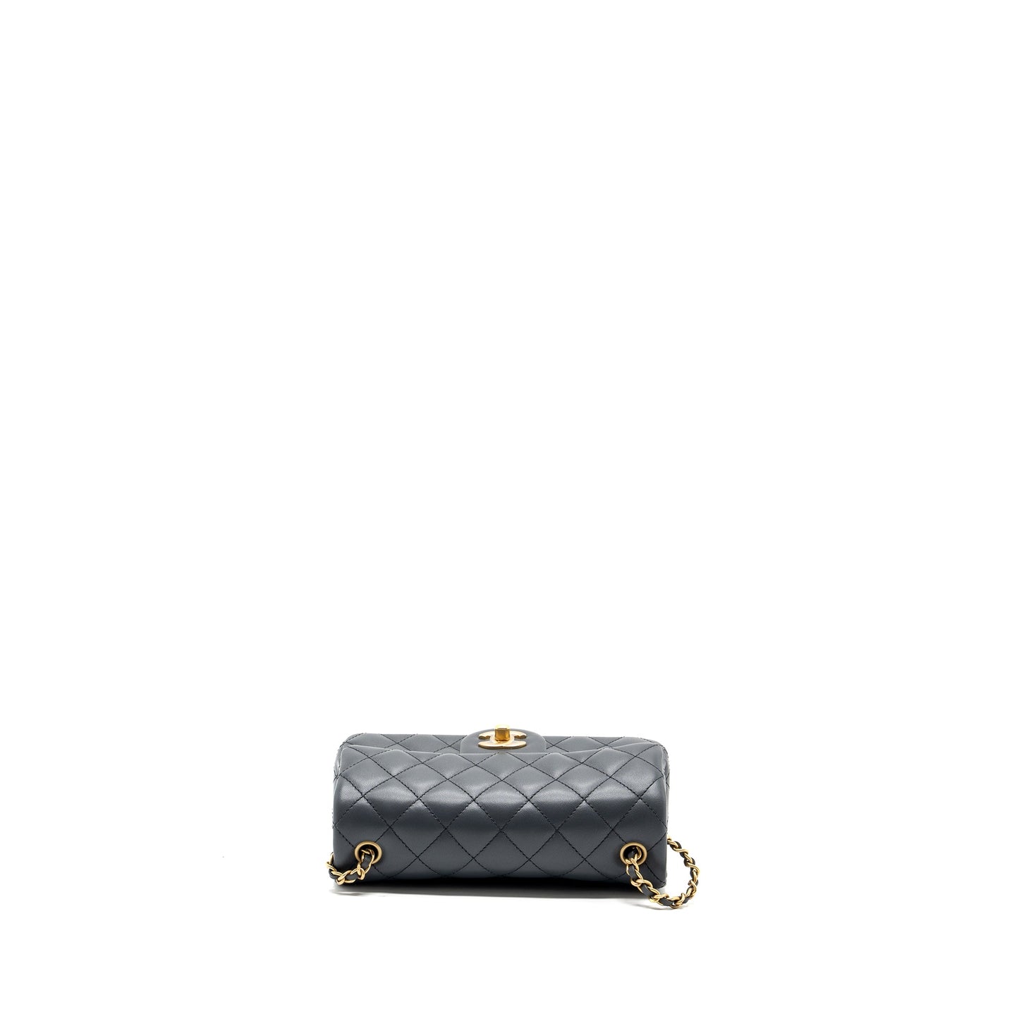 Chanel pearl crush mini rectangular flap bag Lambskin dark grey  (microchip)