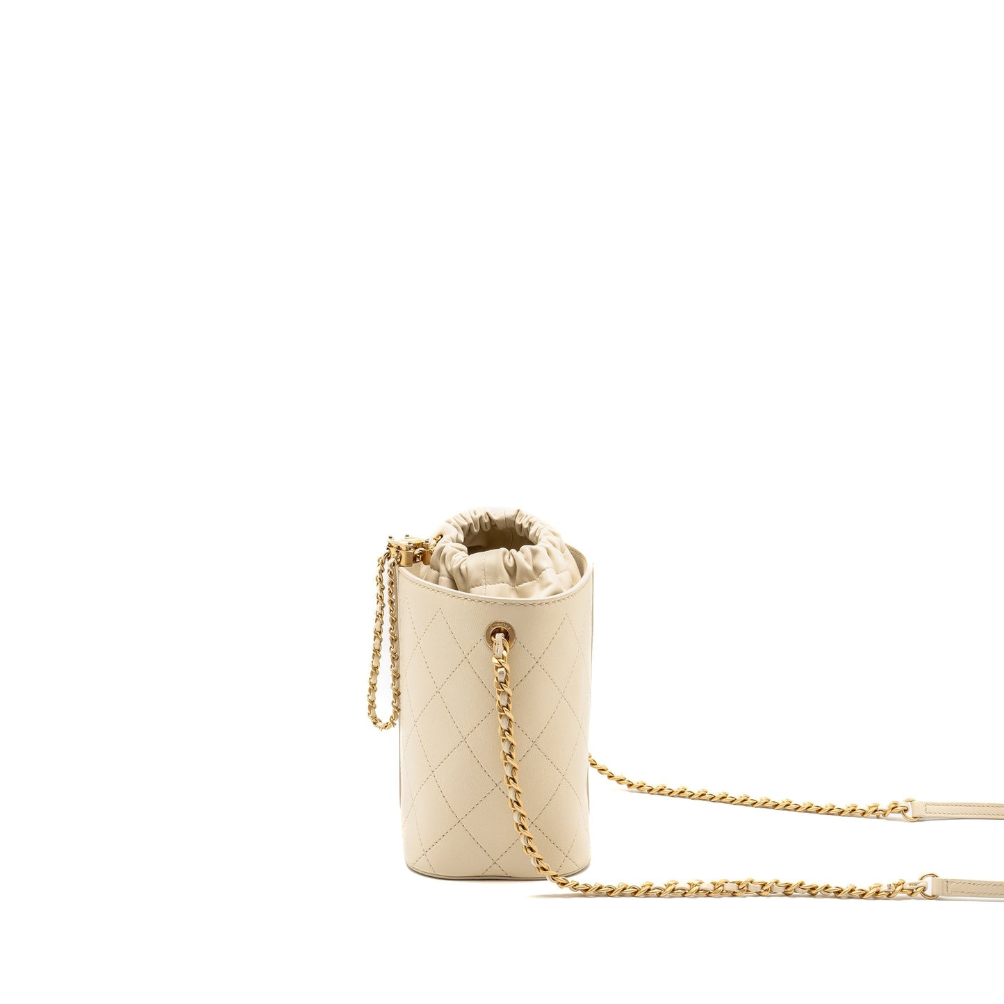 Chanel bucket bag lambskin creamy white