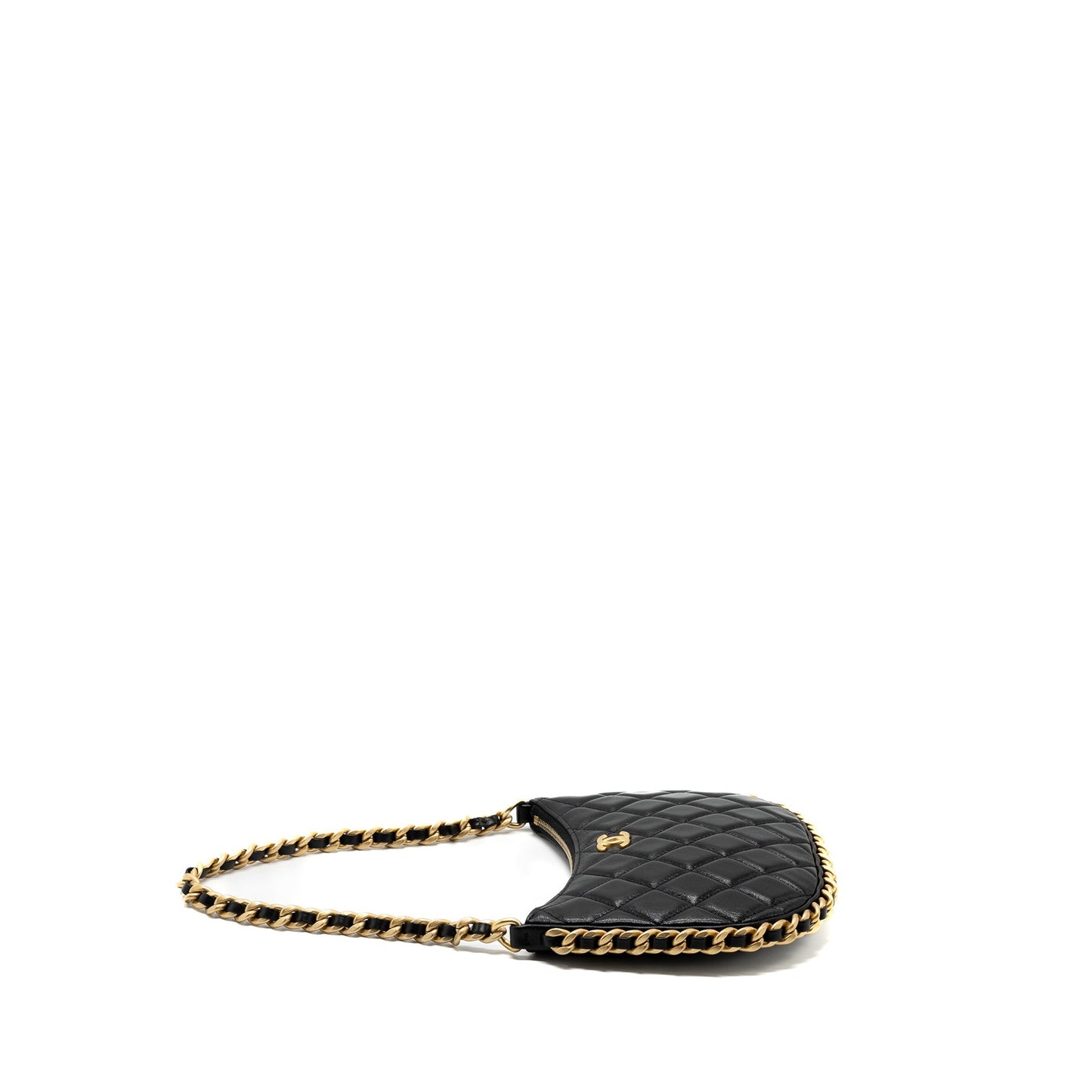 Chanel 23b Hobo Shoulder Bag Lambskin Black Brushed (Microchip)