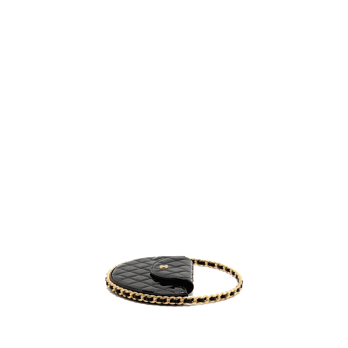 Chanel 23K Hoop Bag Patent Leather Black  (Microchip)