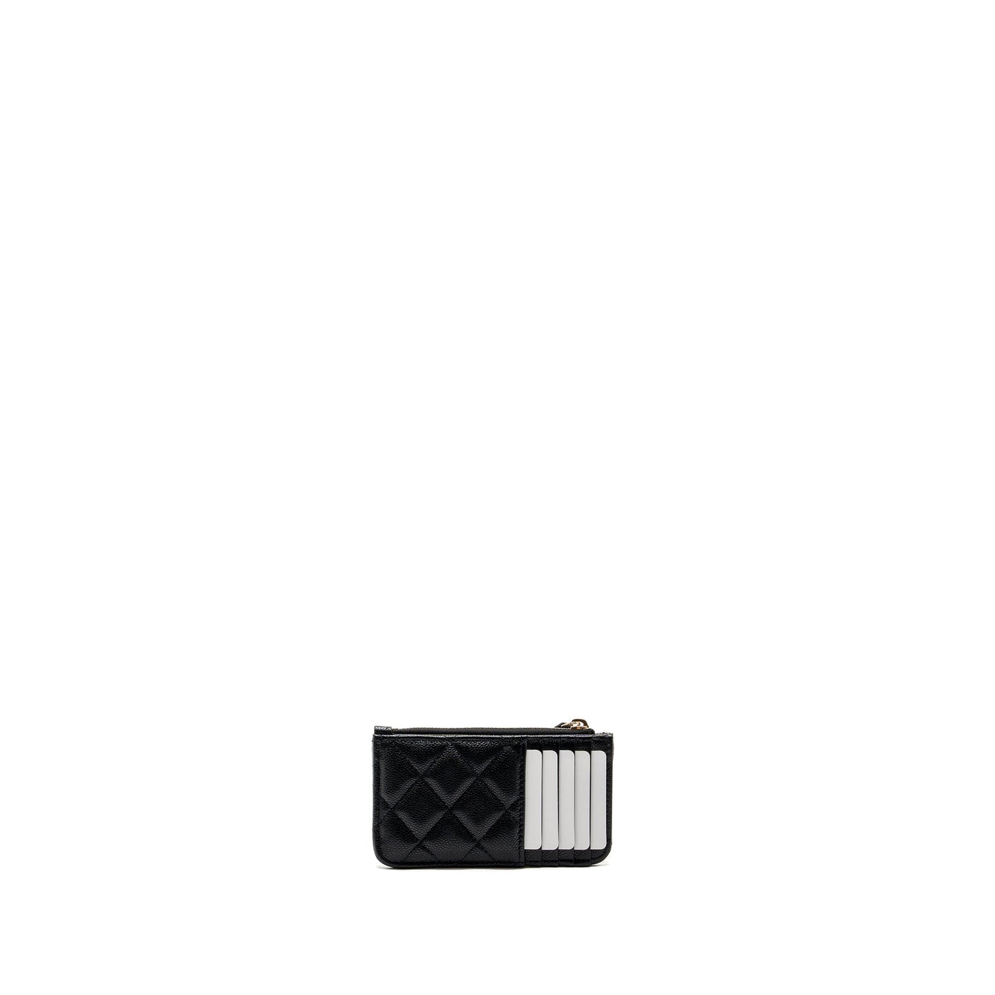 Chanel flap with zip card holder caviar black  (microchip)