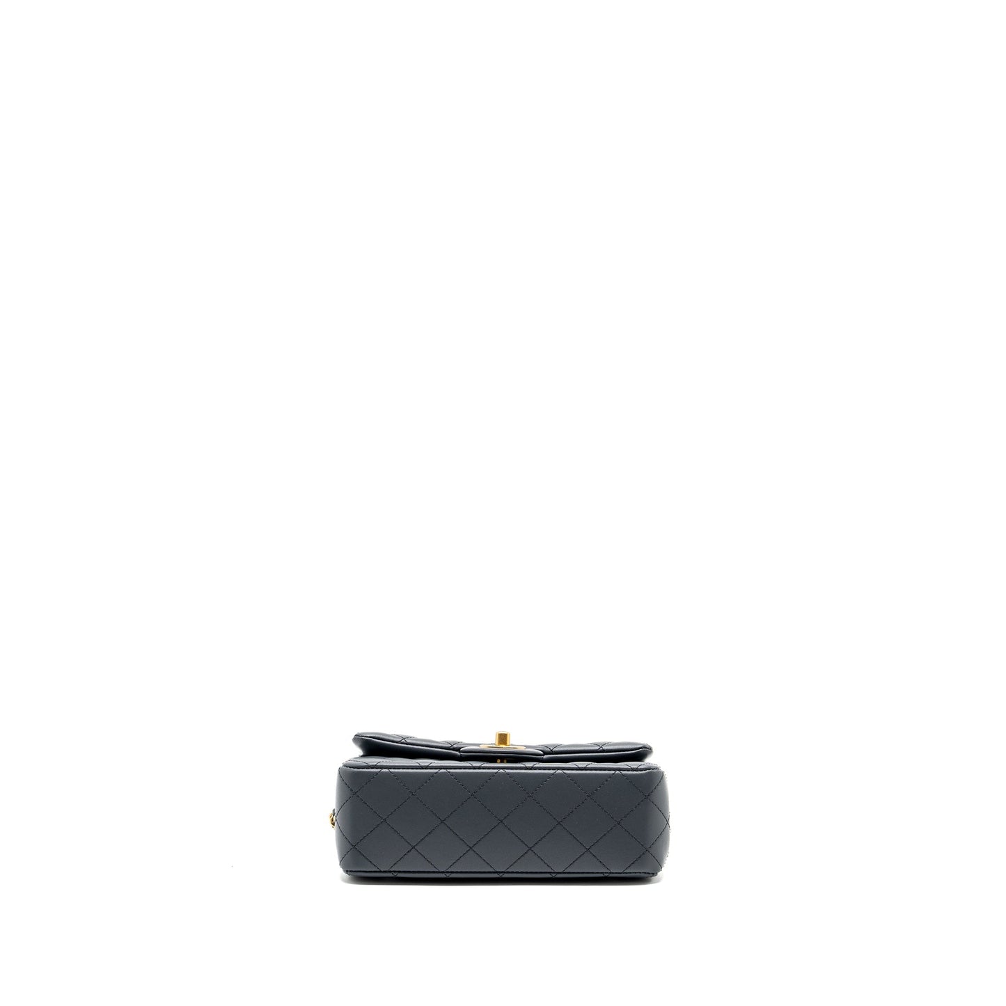 Chanel pearl crush mini rectangular flap bag Lambskin dark grey  (microchip)