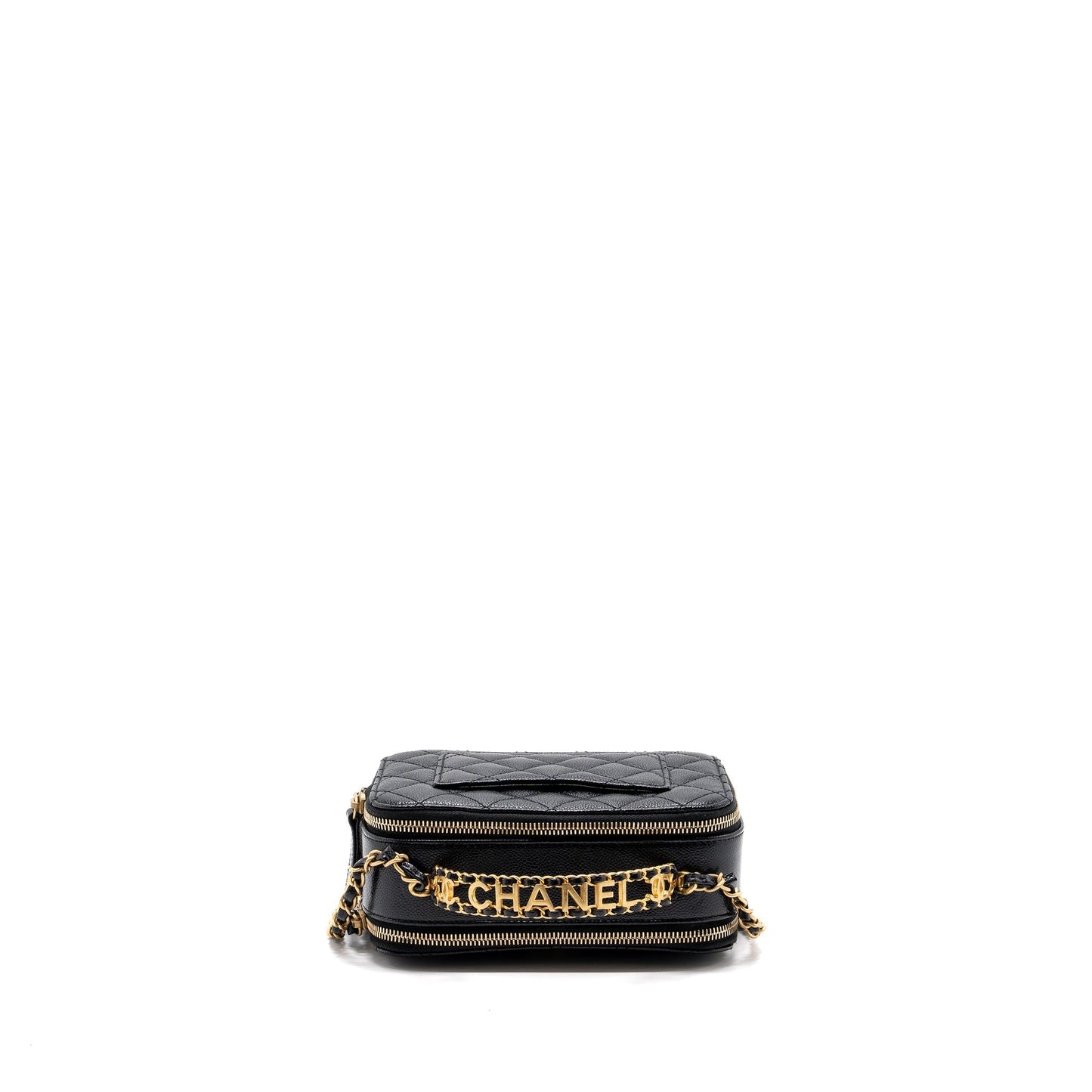 Chanel Letter top Handle Small vanity case caviar Black Brushed (microchip)