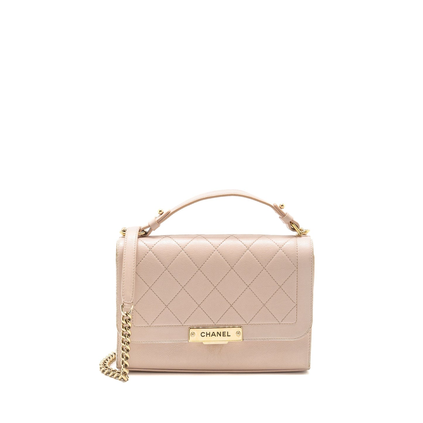 Chanel 17C Click Label Shoulder Bag Calfskin Light Pink L