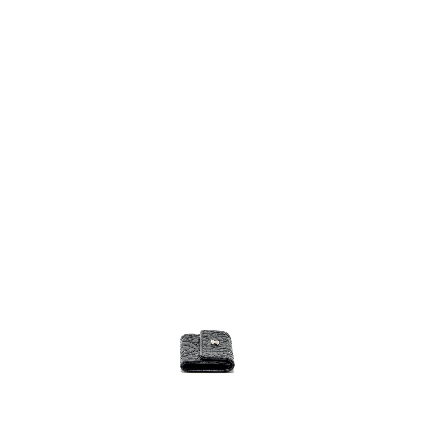 Chanel Camellia Embossed Card Holder Caviar Black