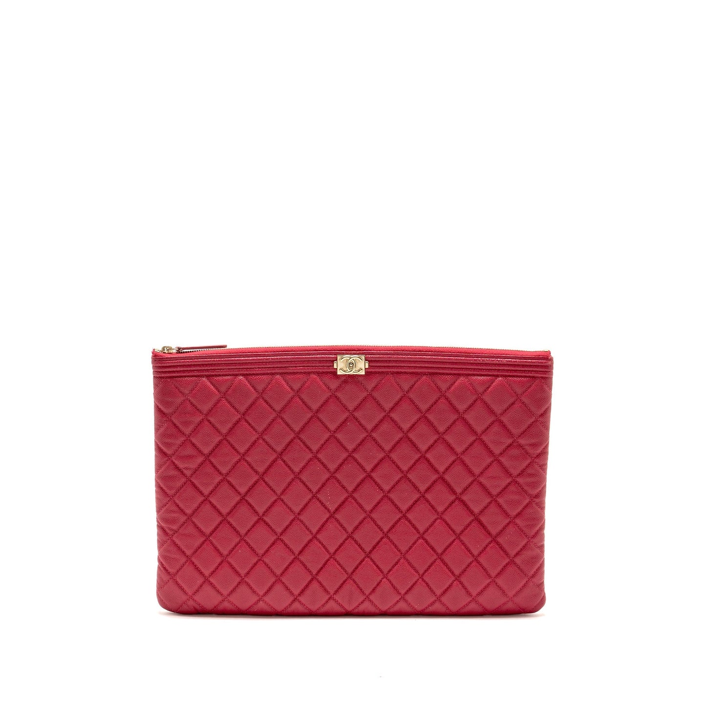 Chanel Large Boy O Case Zip Pouch Caviar Pink L