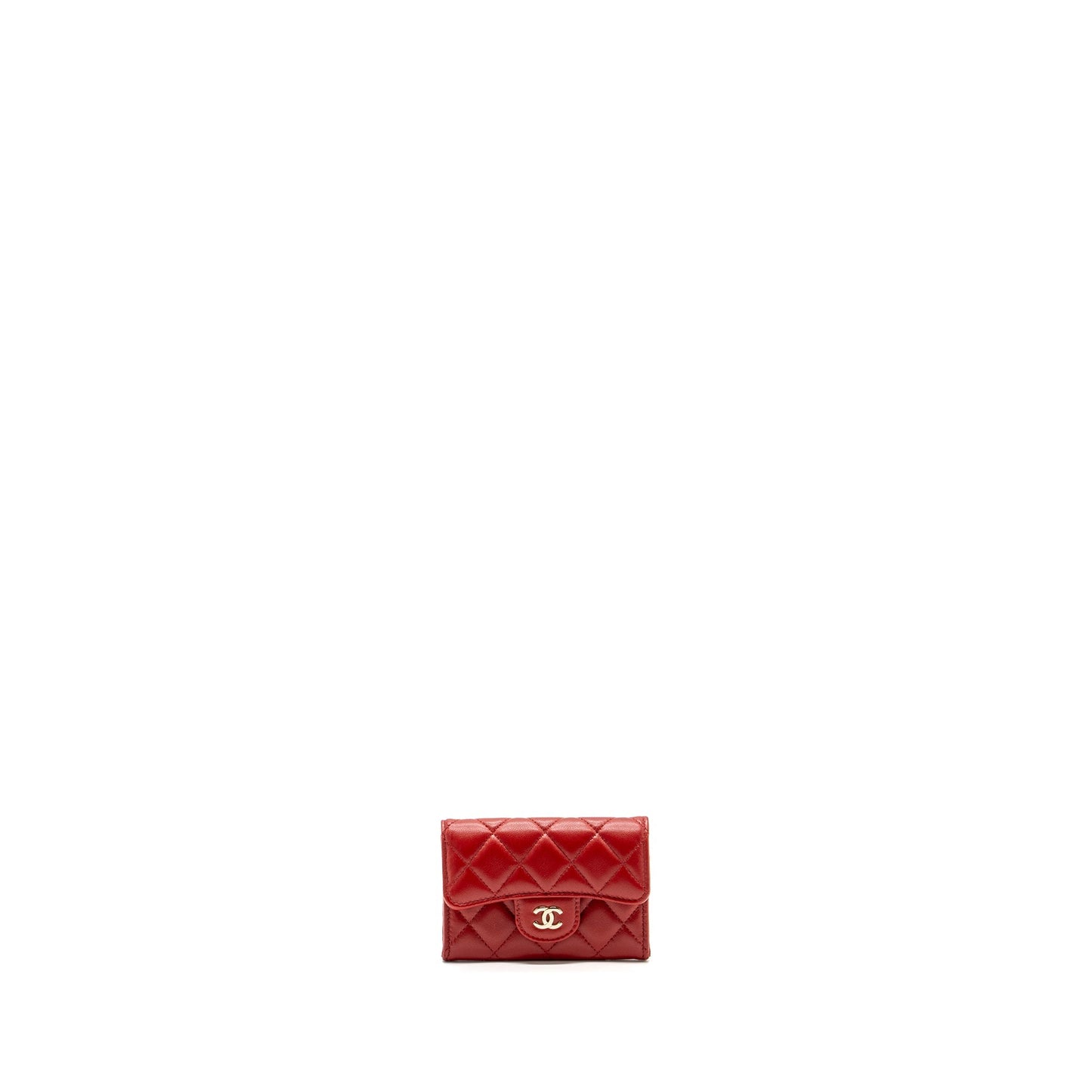 Chanel Flap Card Holder Lambskin Red