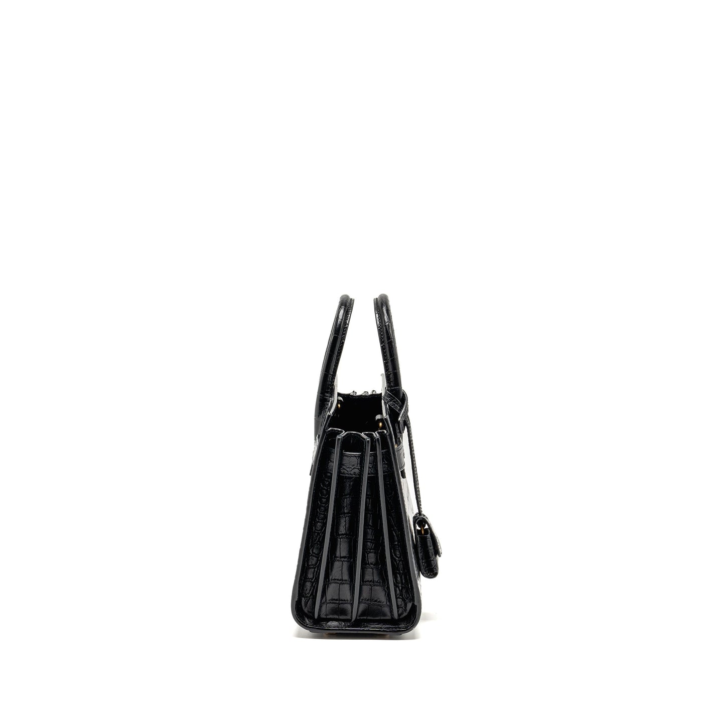 Saint Laurent/ Nano Sac de Jour Crocodile-Embossed Calfskin Black
