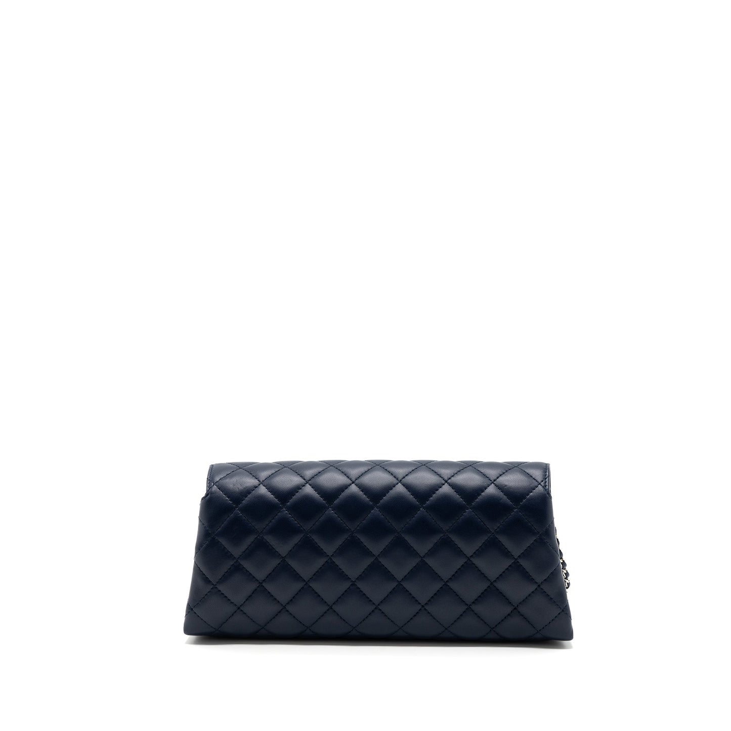 Chanel quilted long flap bag lambskin dark blue