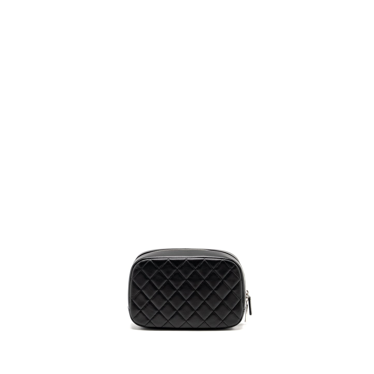 CHANEL Quilted Cosmetic Pouch Lambskin Black