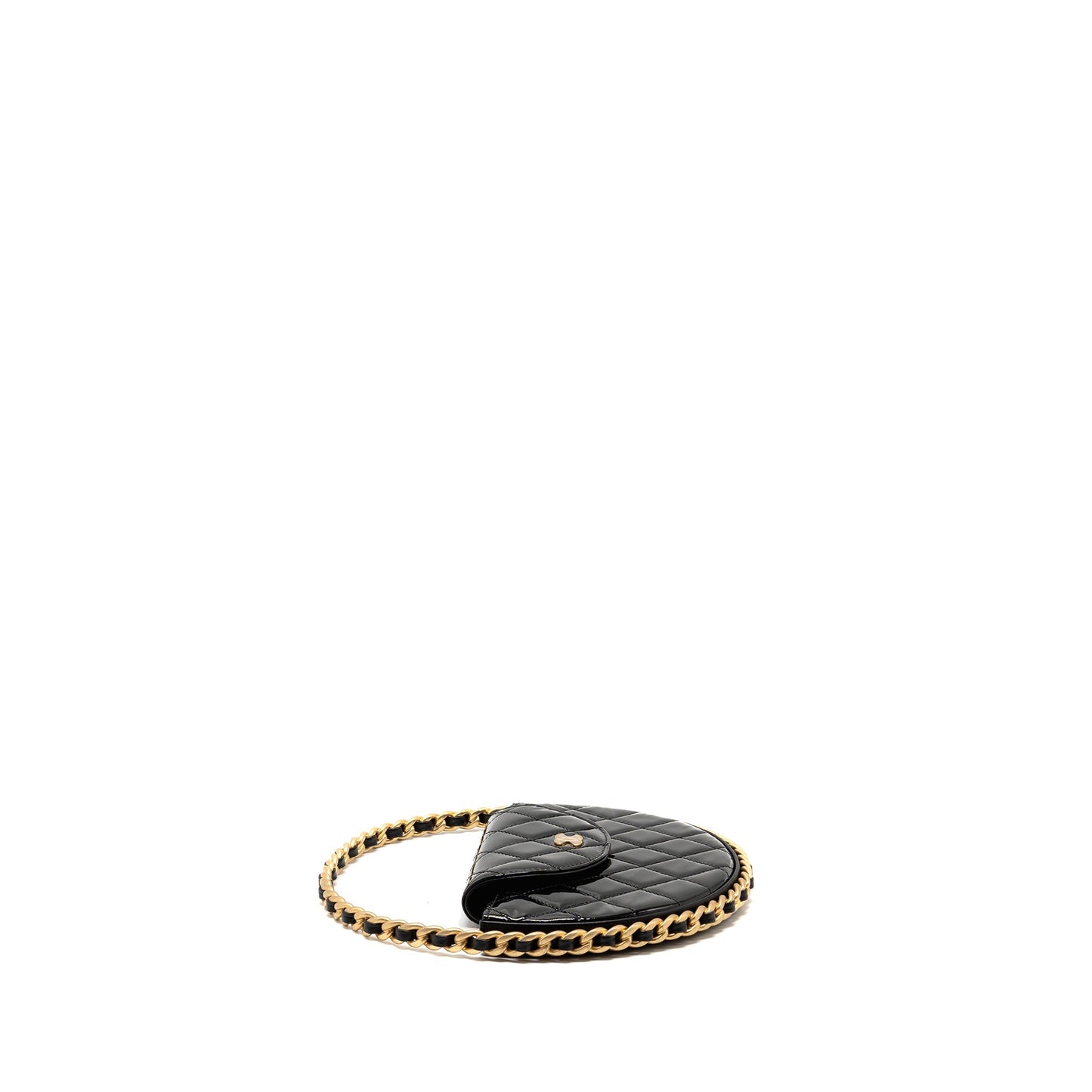 Chanel 23K Hoop Bag Patent Leather Black  (Microchip)