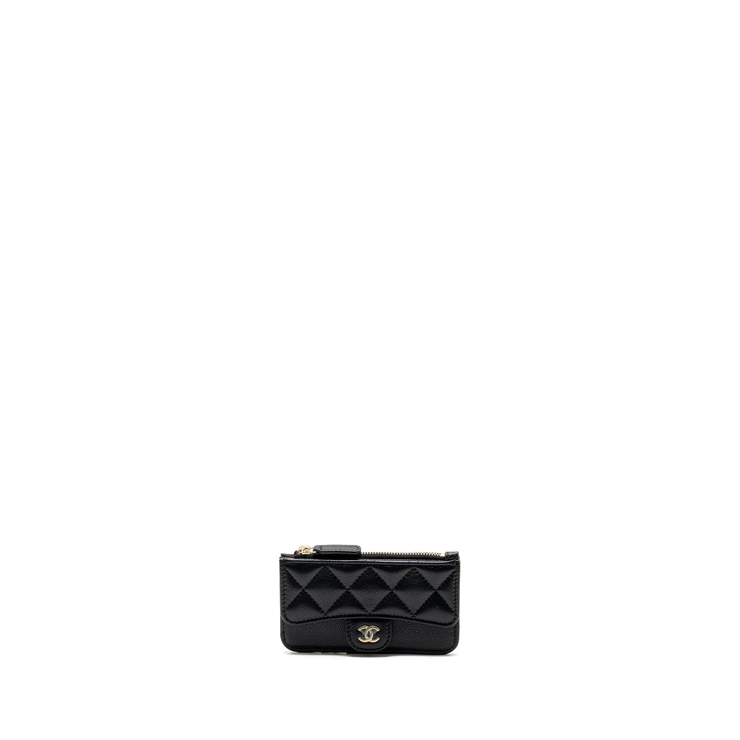 Chanel flap with zip card holder caviar black  (microchip)