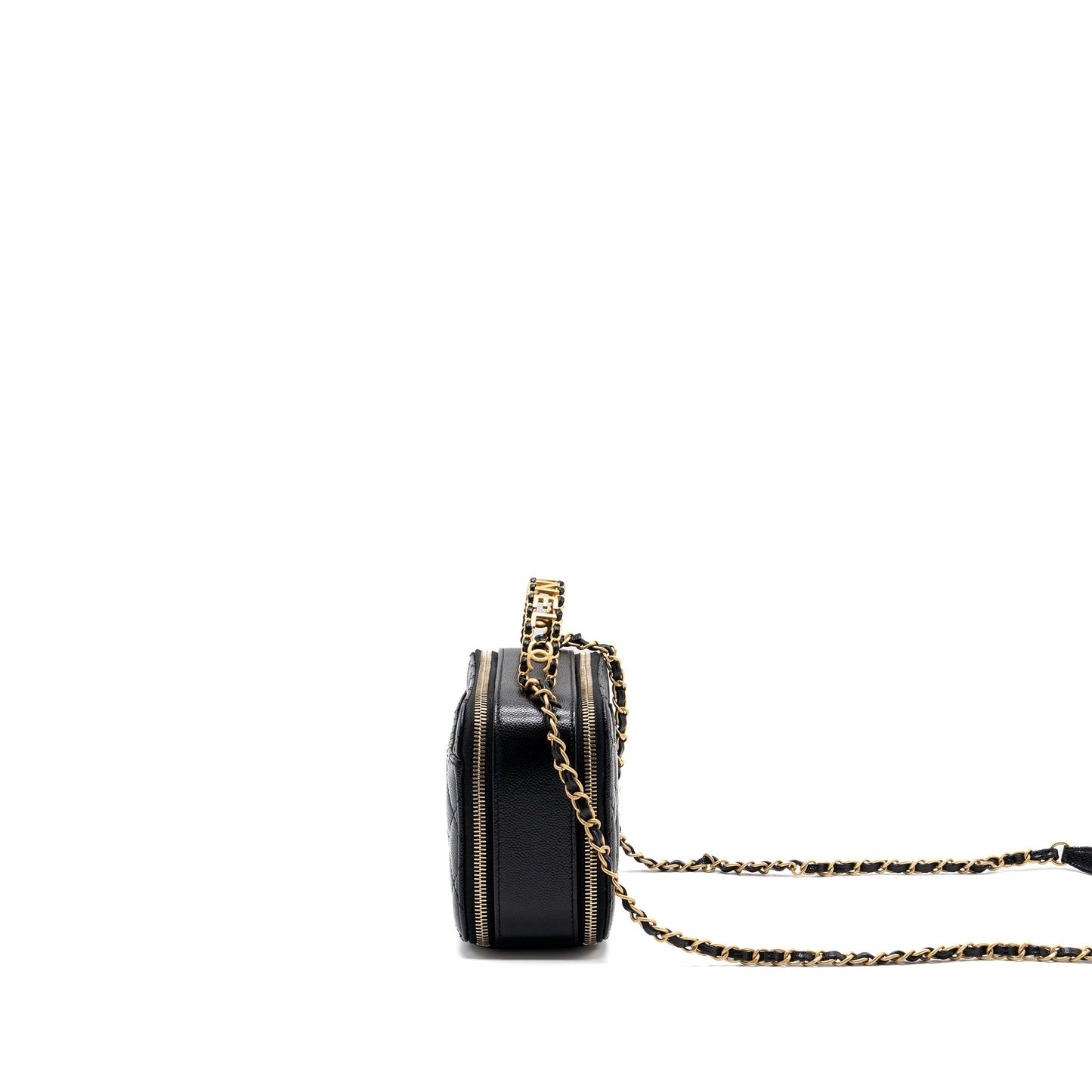 Chanel Letter top Handle Small vanity case caviar Black Brushed (microchip)