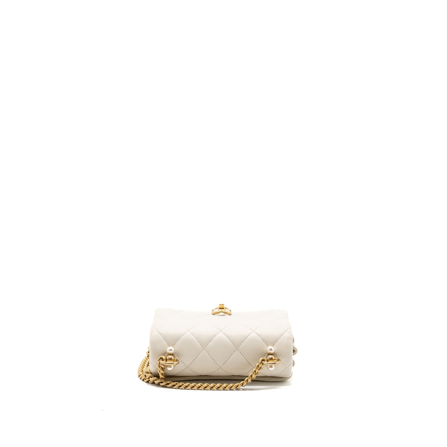Chanel quilted mini flap bag Calfskin white