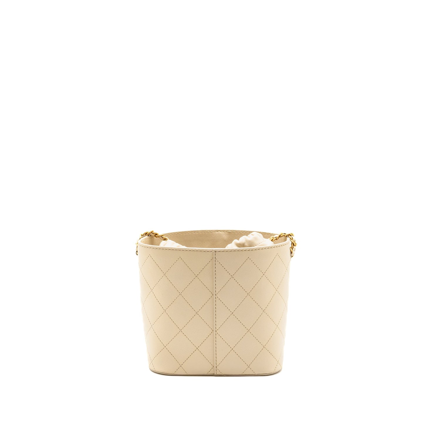Chanel bucket bag lambskin creamy white