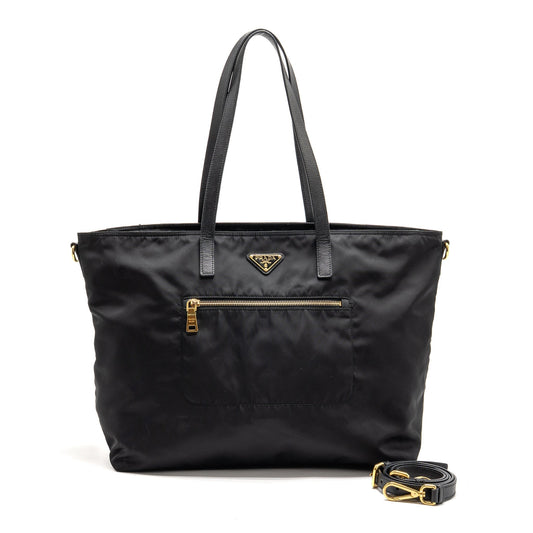 Prada Re-Edition Large Tessuto Tote Purse Re-Nylon/Saffiano Leather Black