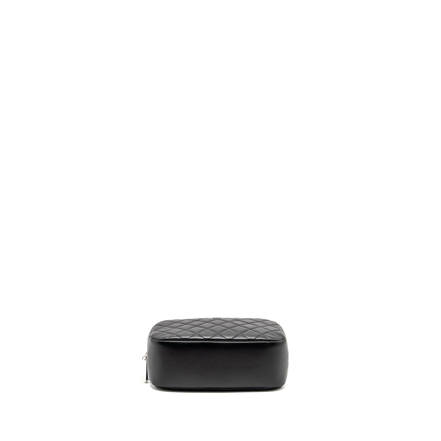 CHANEL Quilted Cosmetic Pouch Lambskin Black