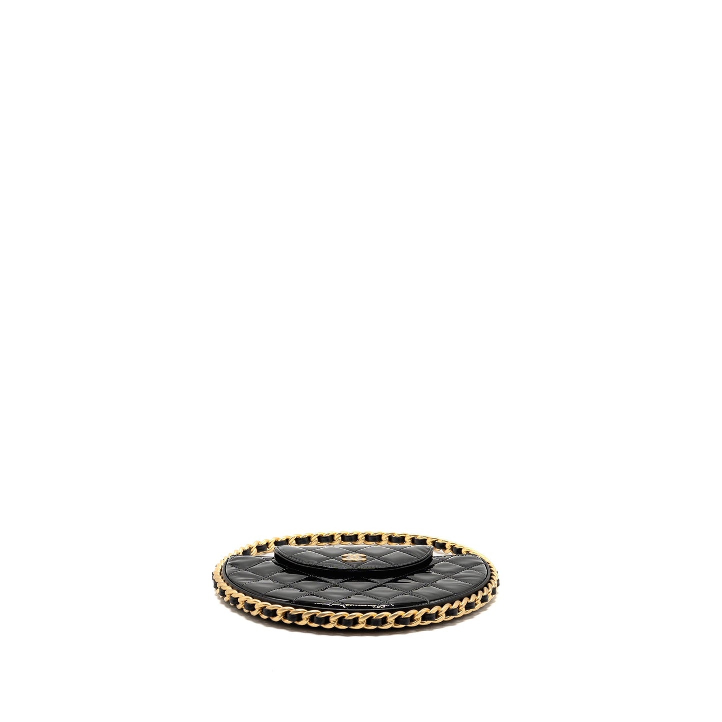 Chanel 23K Hoop Bag Patent Leather Black  (Microchip)