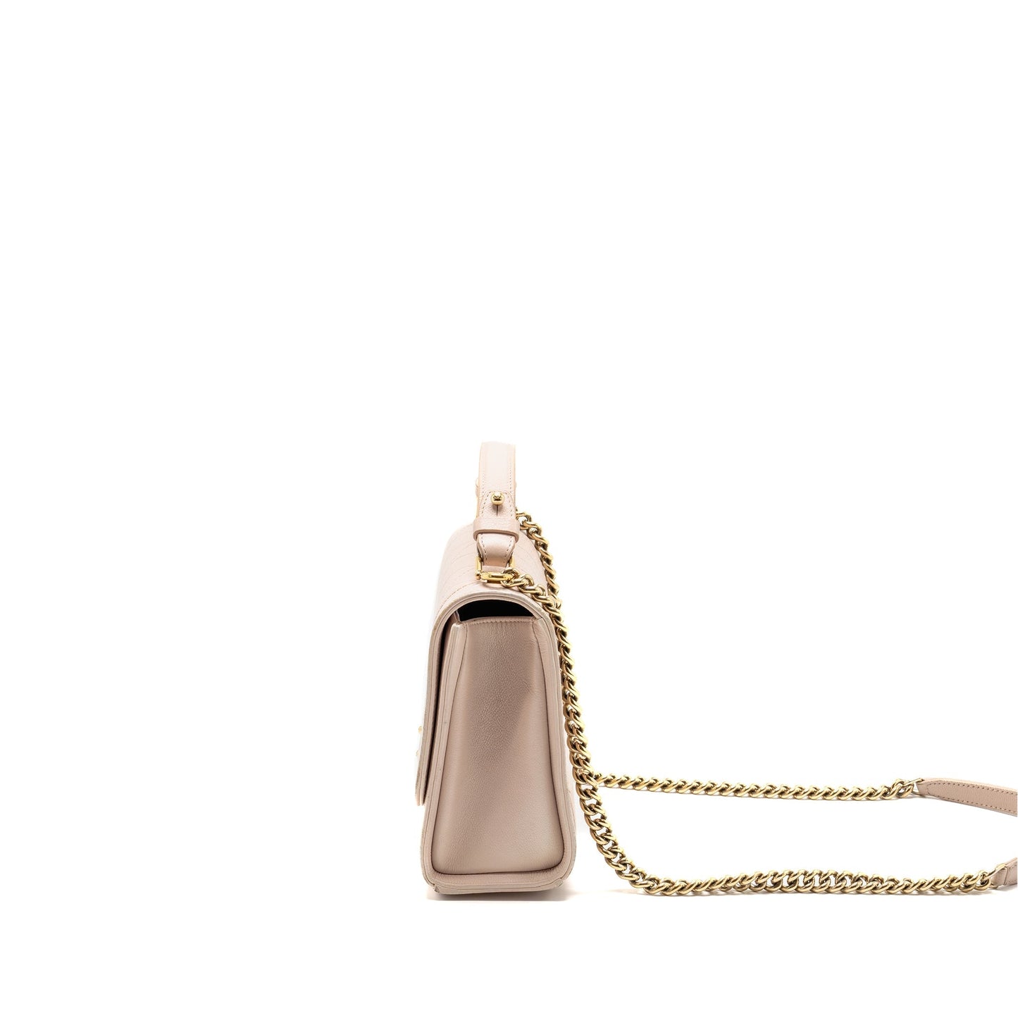 Chanel 17C Click Label Shoulder Bag Calfskin Light Pink L