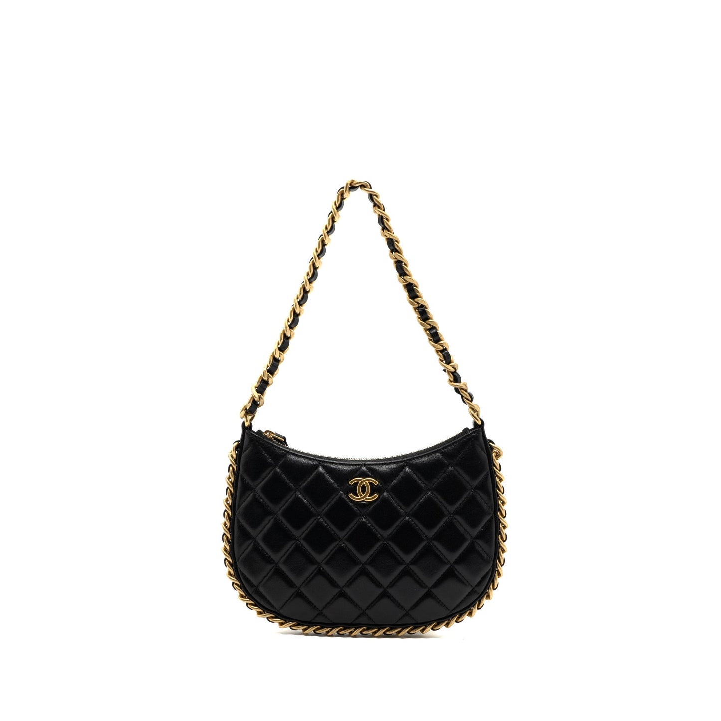 Chanel 23b Hobo Shoulder Bag Lambskin Black Brushed (Microchip)