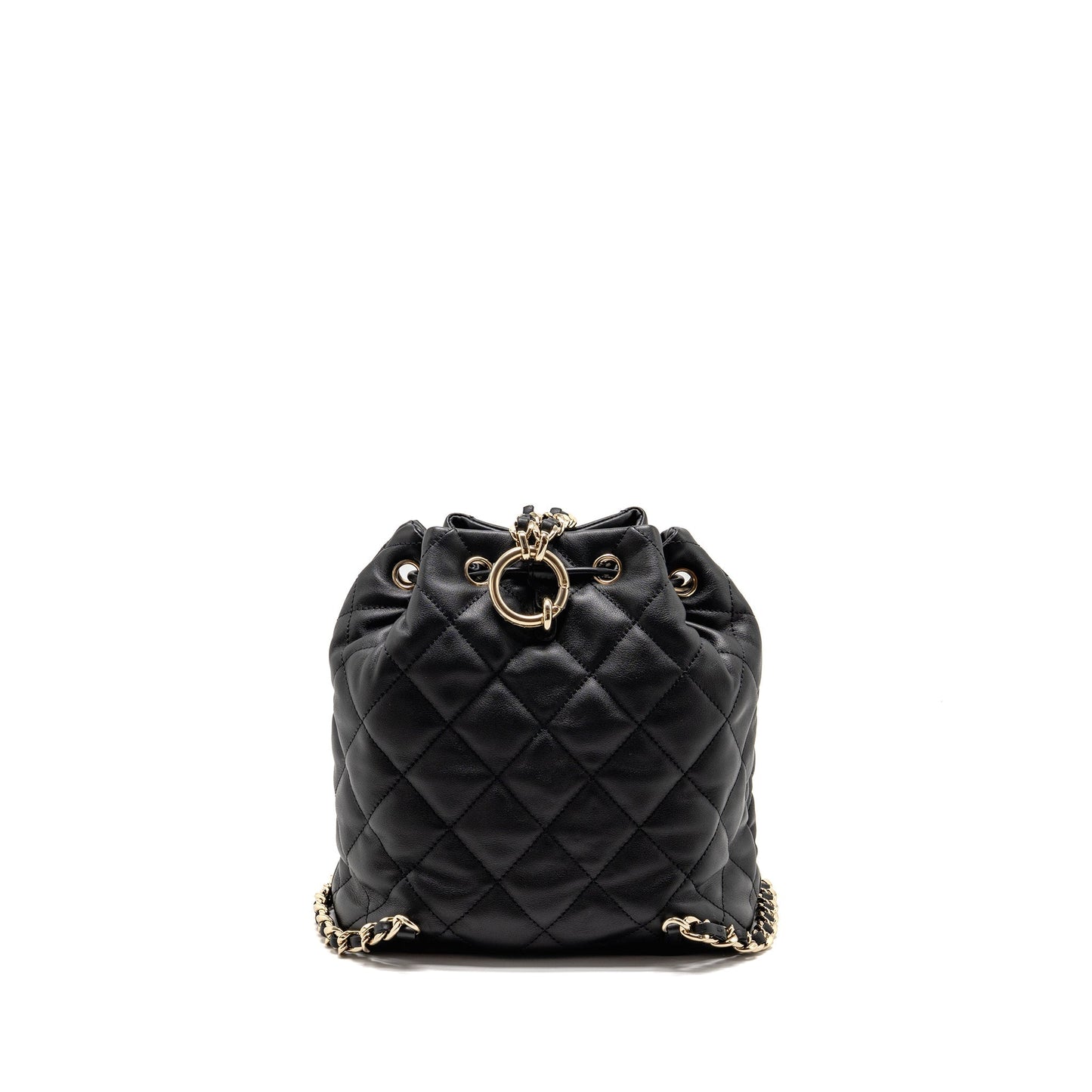 Chanel Drawstring Two Pockets Backpack Calfskin Black