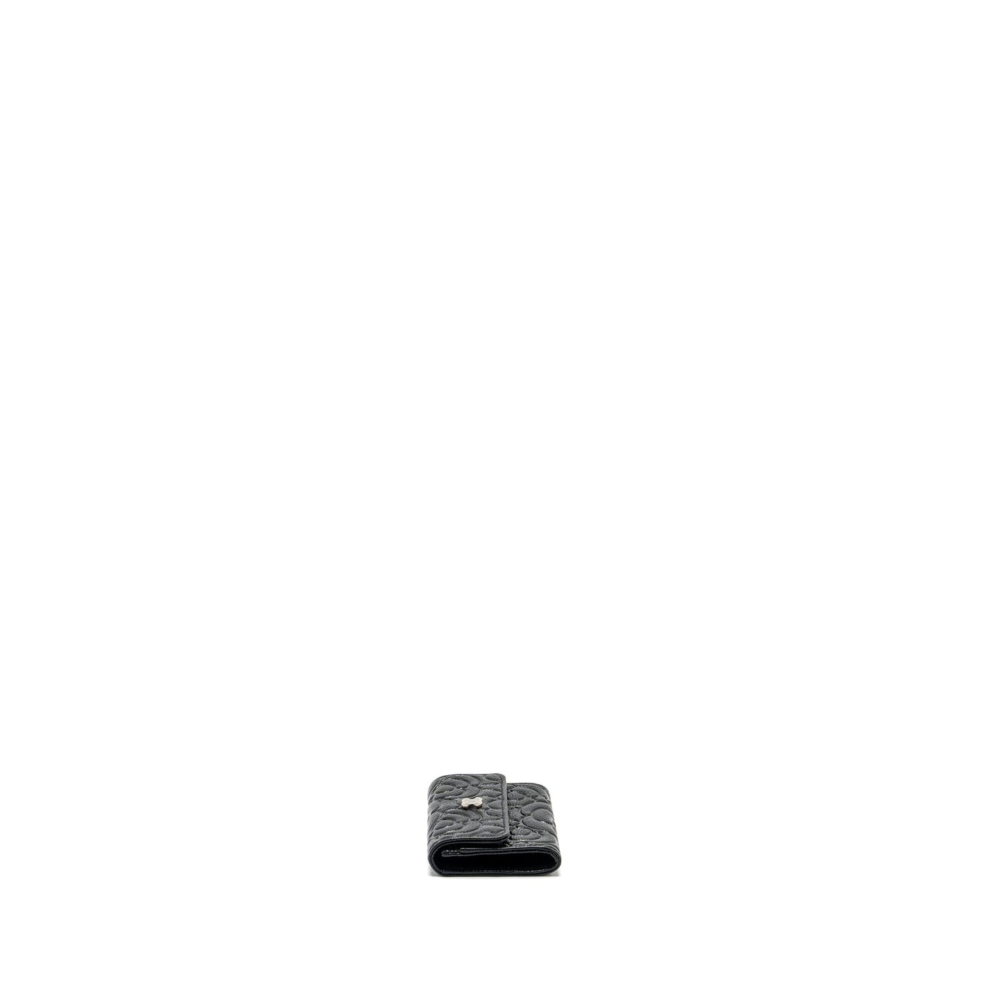 Chanel Camellia Embossed Card Holder Caviar Black
