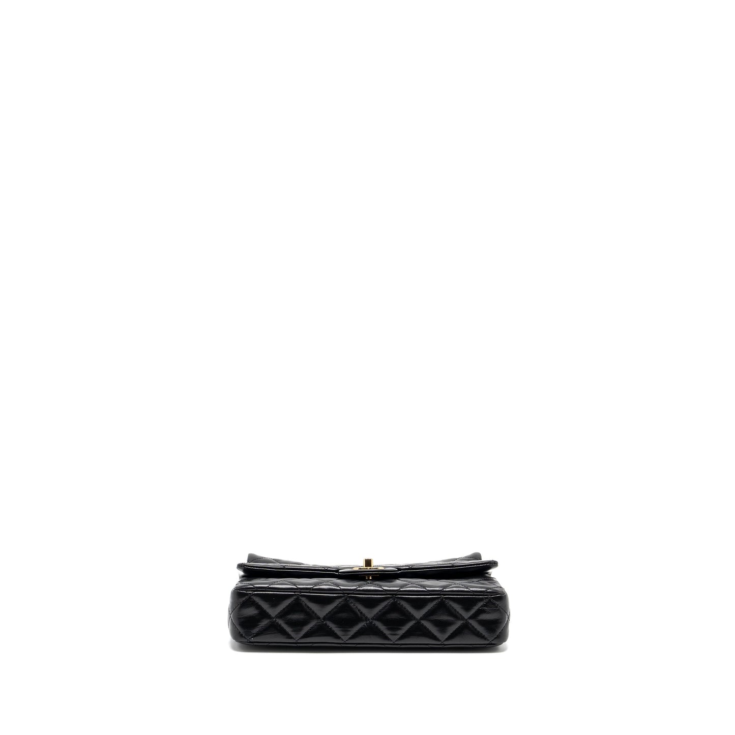 Chanel 23A classic flap clutch shiny calfskin black L (microchip)