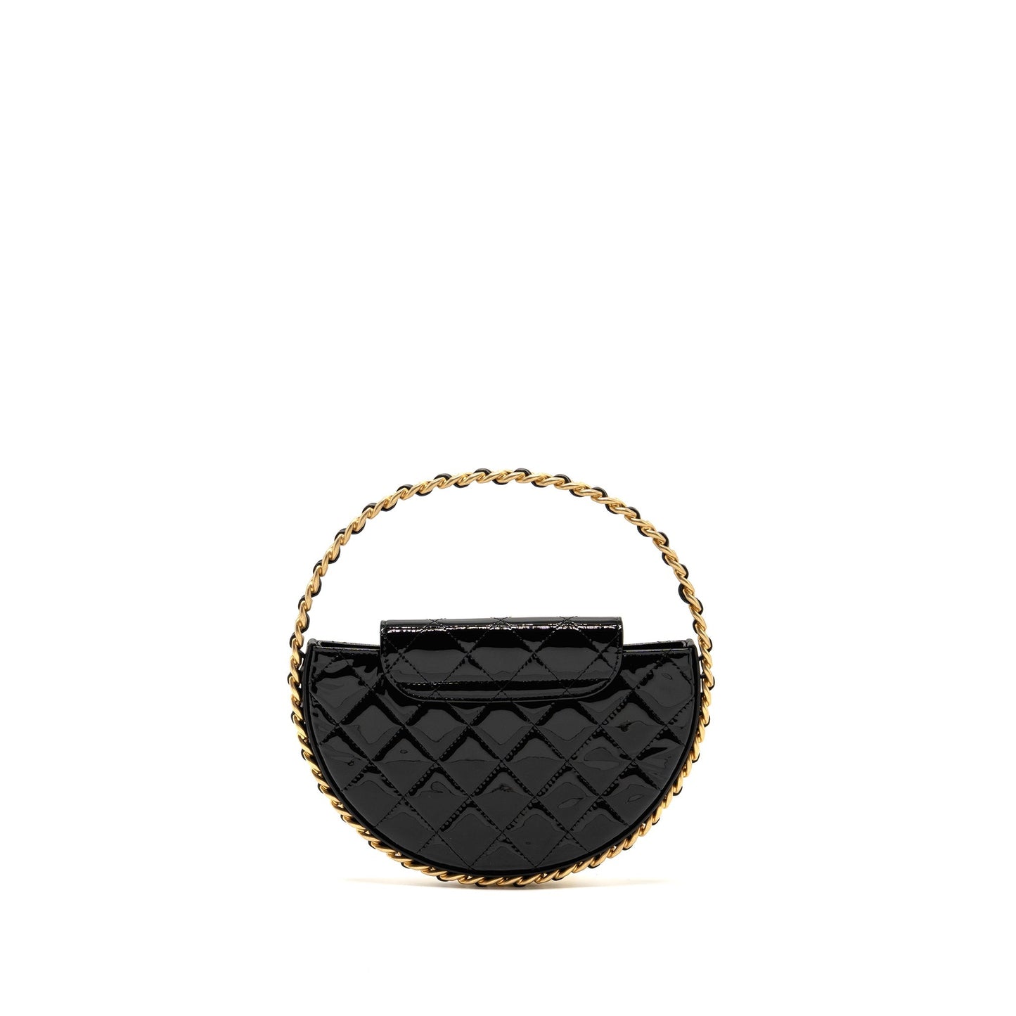 Chanel 23K Hoop Bag Patent Leather Black  (Microchip)